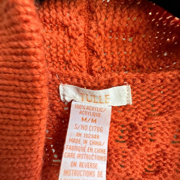 TULLE ORANGE CABLE KNIT CARDIGAN - Picture 2 of 3